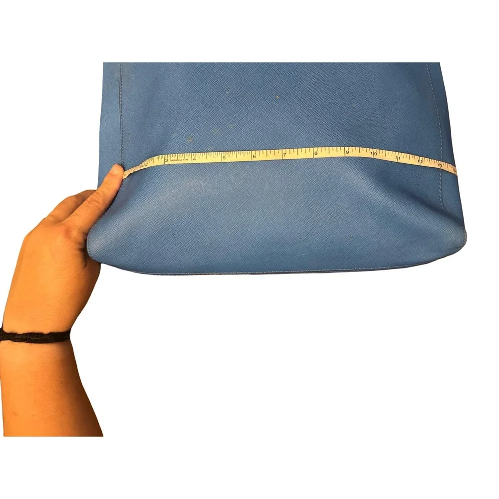 Michael Kors Jet Set Travel Tote Blue Saffiano Leather Gold Hardware Handbag